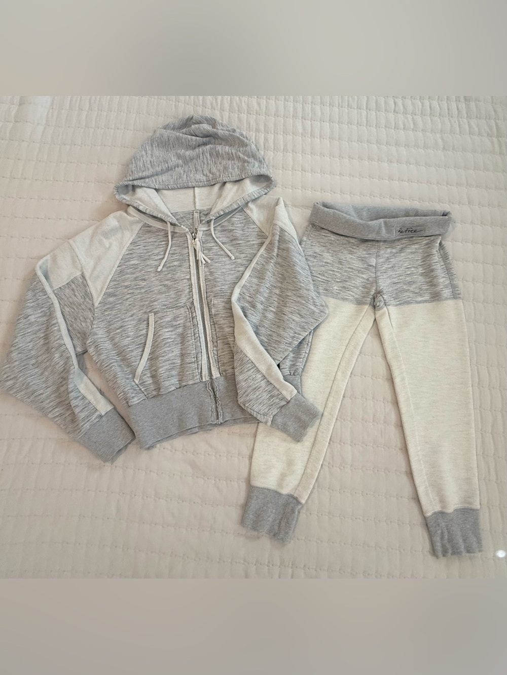 Free People Movement Gray Ivory
Zip Hoodie & Joggers Set